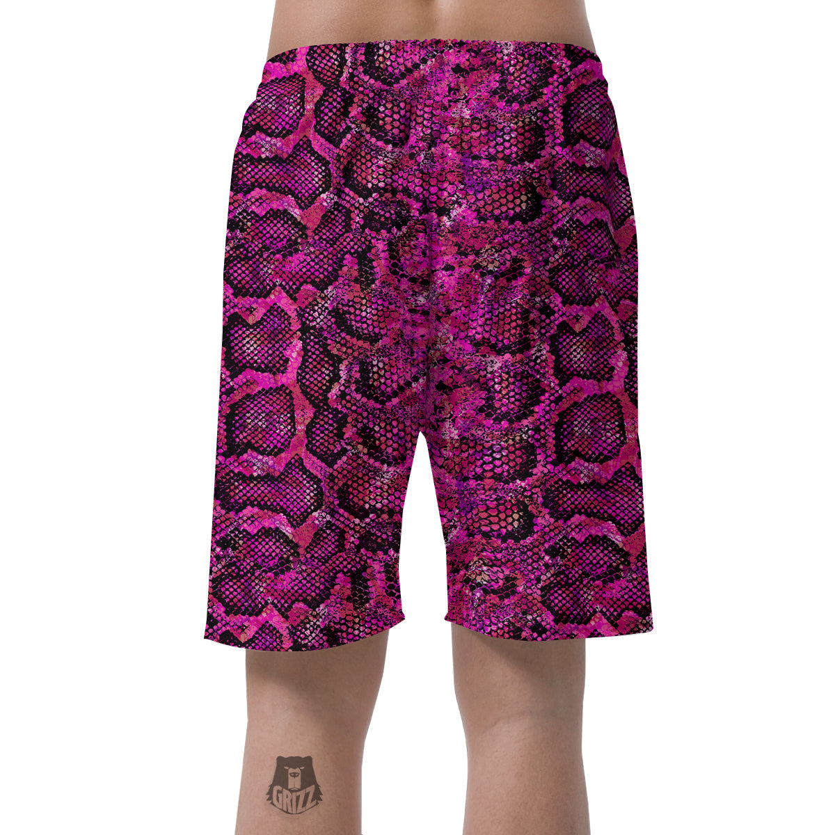 Snake Skin Black Pink Print Men's Shorts-grizzshop