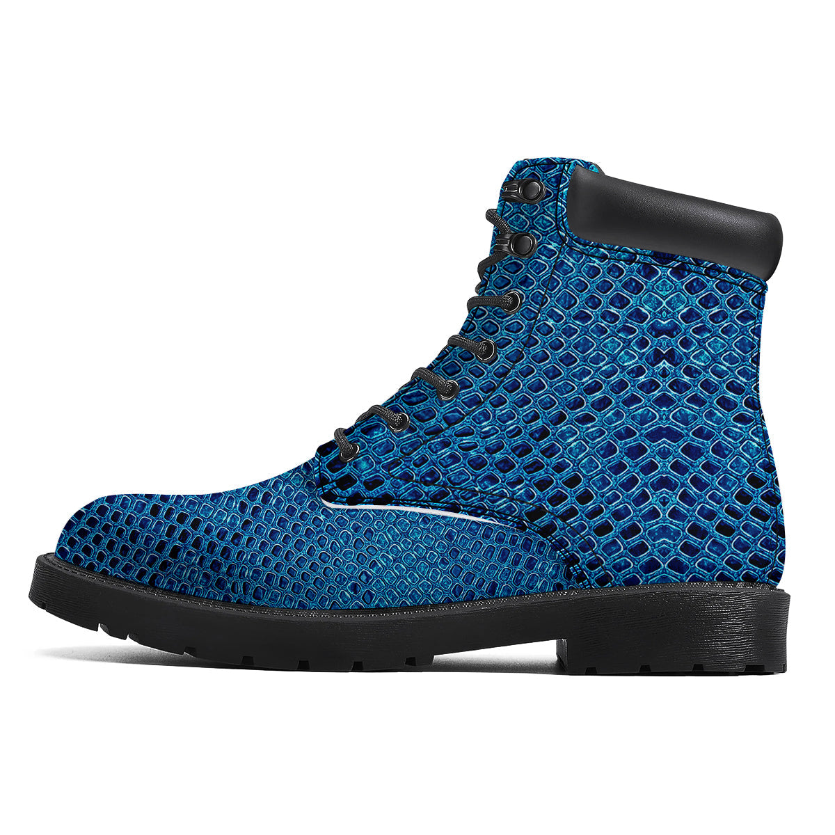 Snake Skin Blue Print Boots-grizzshop