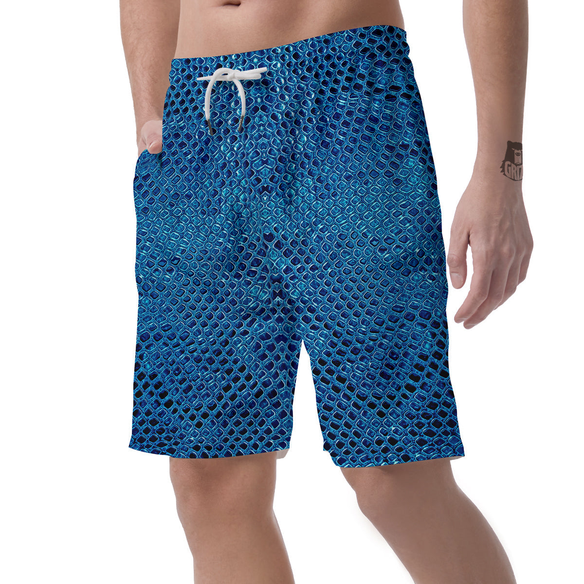 Snake Skin Blue Print Men's Shorts-grizzshop