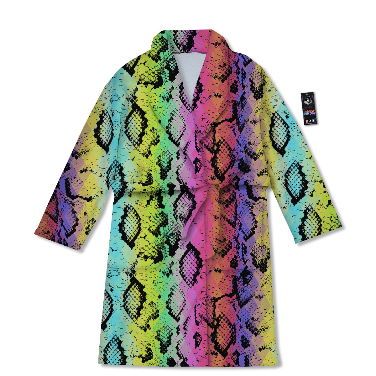 Snake Skin Psychedelic Print Bathrobe-grizzshop
