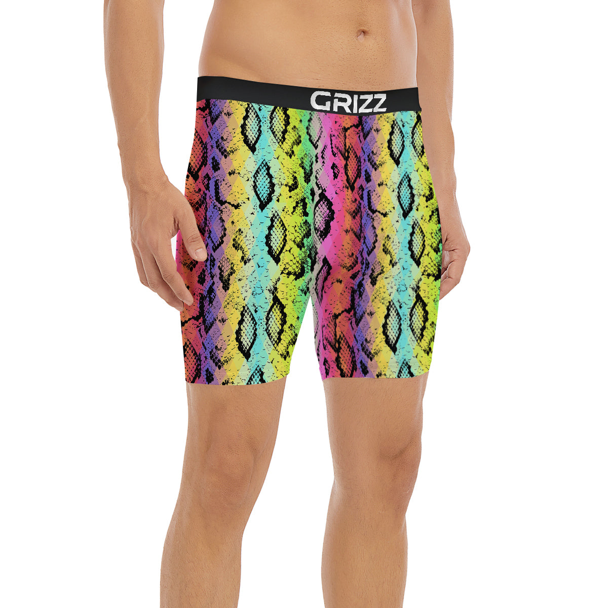Snake Skin Psychedelic Print Boxer Briefs-grizzshop