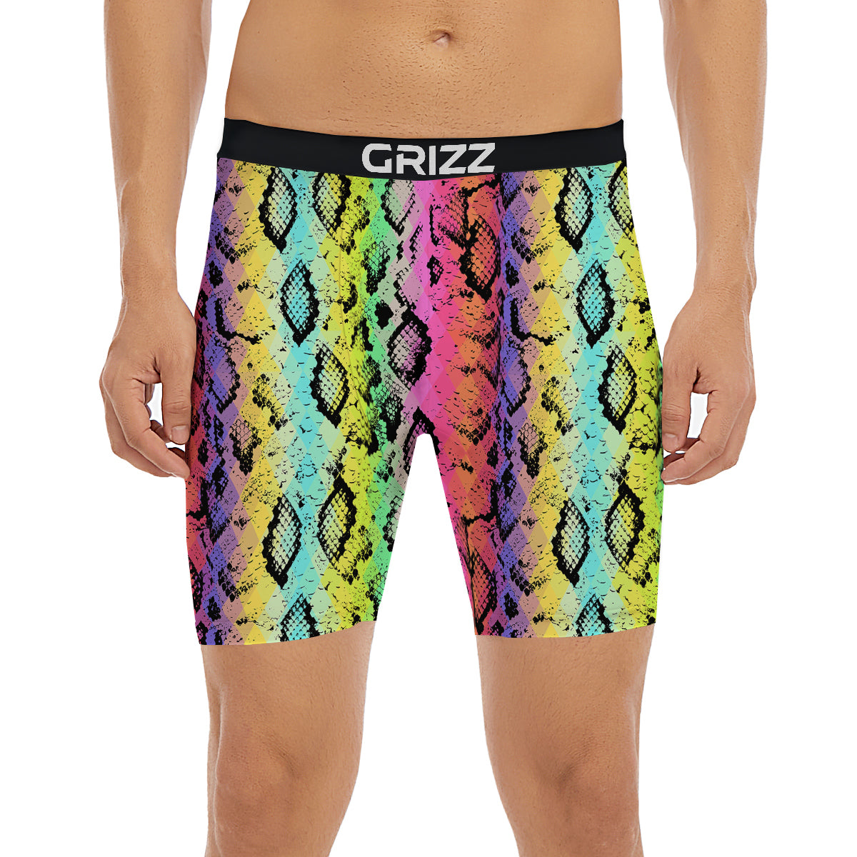 Snake Skin Psychedelic Print Boxer Briefs-grizzshop