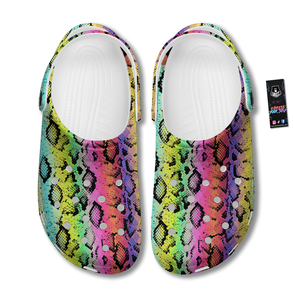 Snake Skin Psychedelic Print Clog-grizzshop
