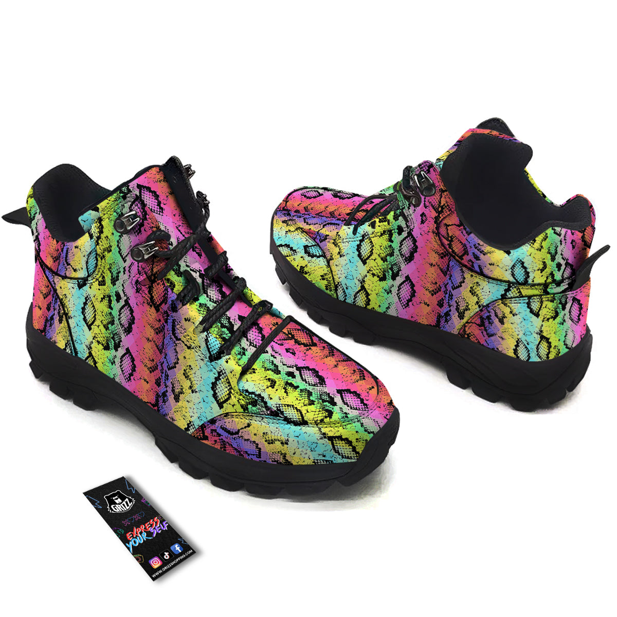 Snake Skin Psychedelic Print Hiking Shoes-grizzshop