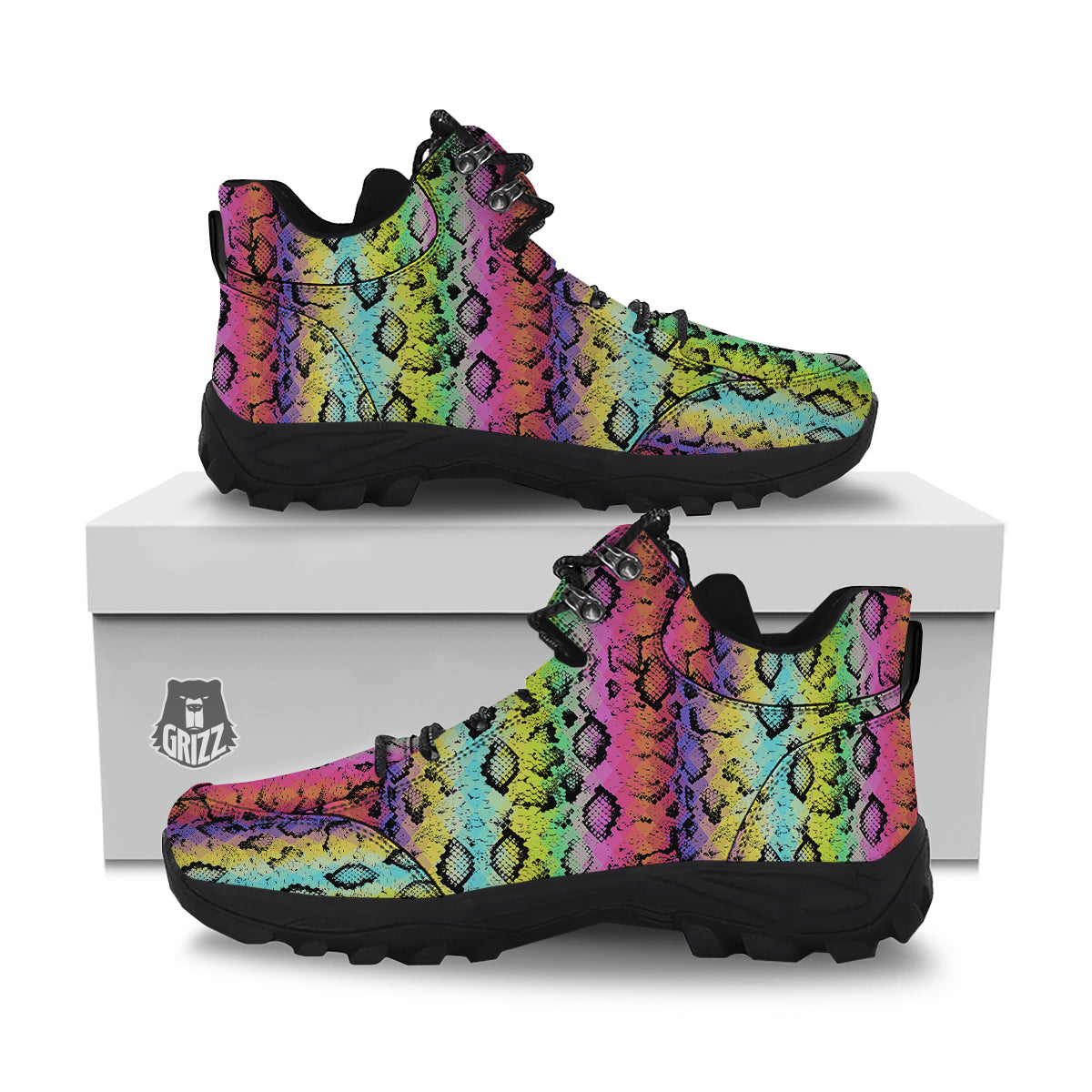 Snake Skin Psychedelic Print Hiking Shoes-grizzshop
