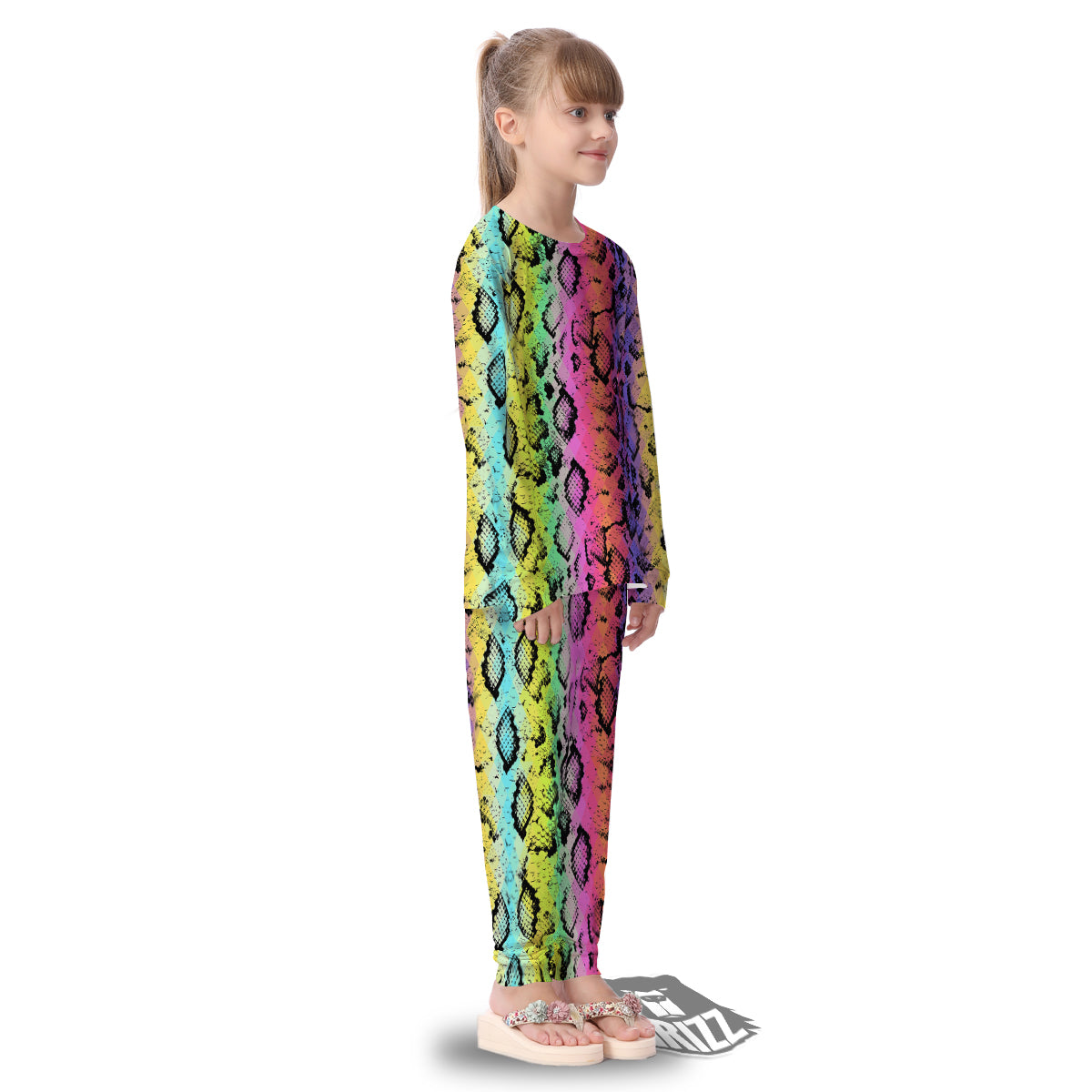 Snake Skin Psychedelic Print Kid's Pajamas-grizzshop