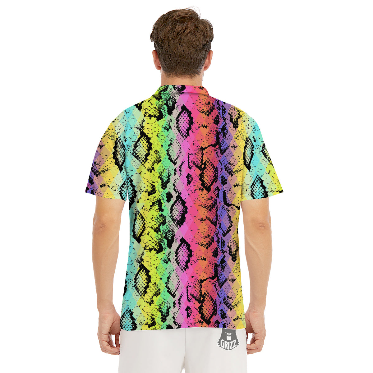 Snake Skin Psychedelic Print Men's Golf Shirts-grizzshop