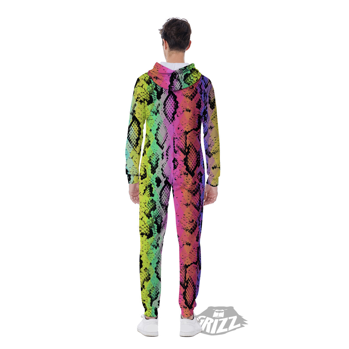 Snake Skin Psychedelic Print Men's Jumpsuit-grizzshop