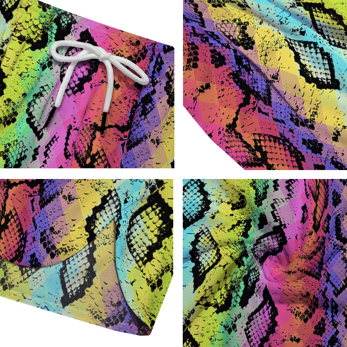 Snake Skin Psychedelic Print Men's Running Shorts-grizzshop