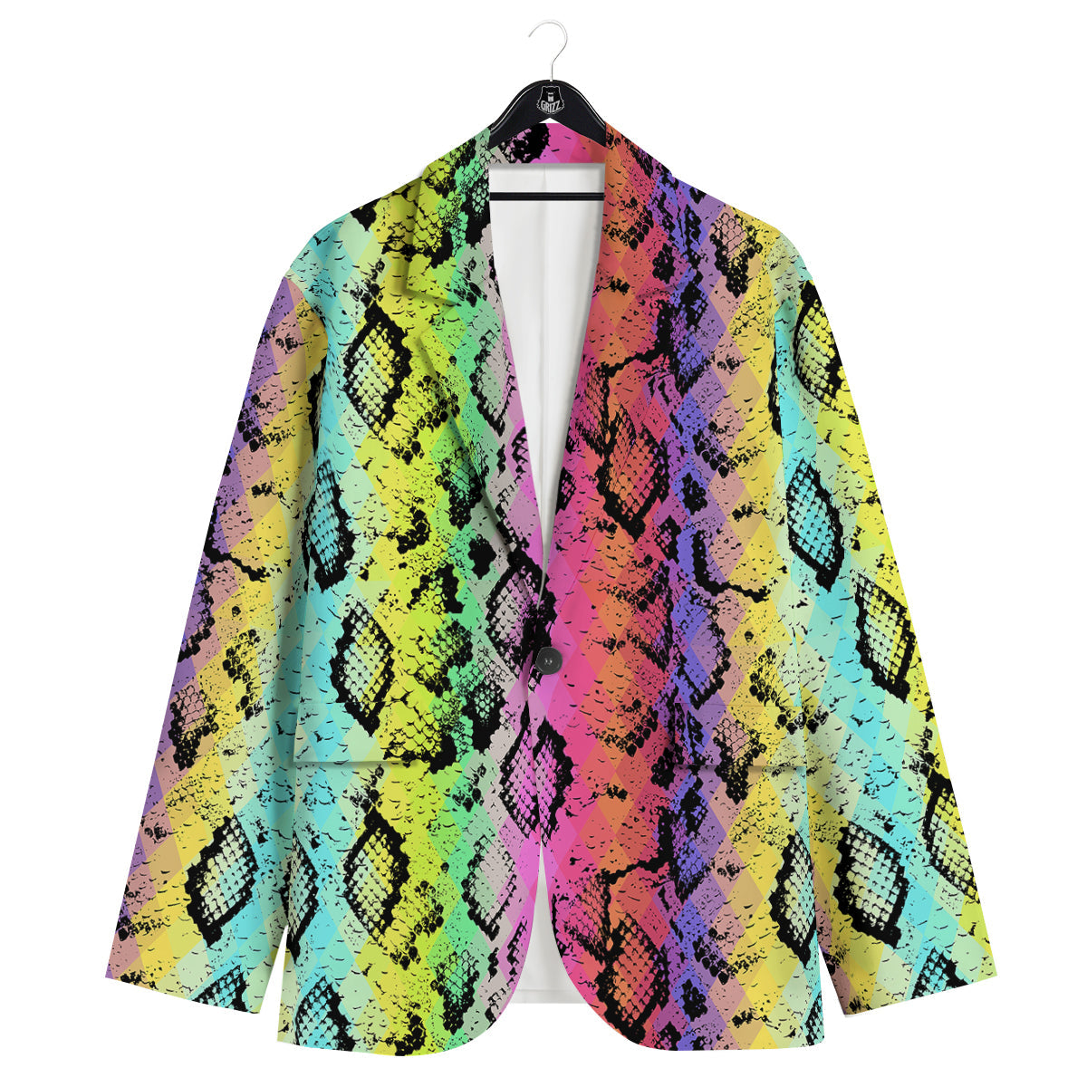 Snake Skin Psychedelic Print Men's Sport Coat-grizzshop