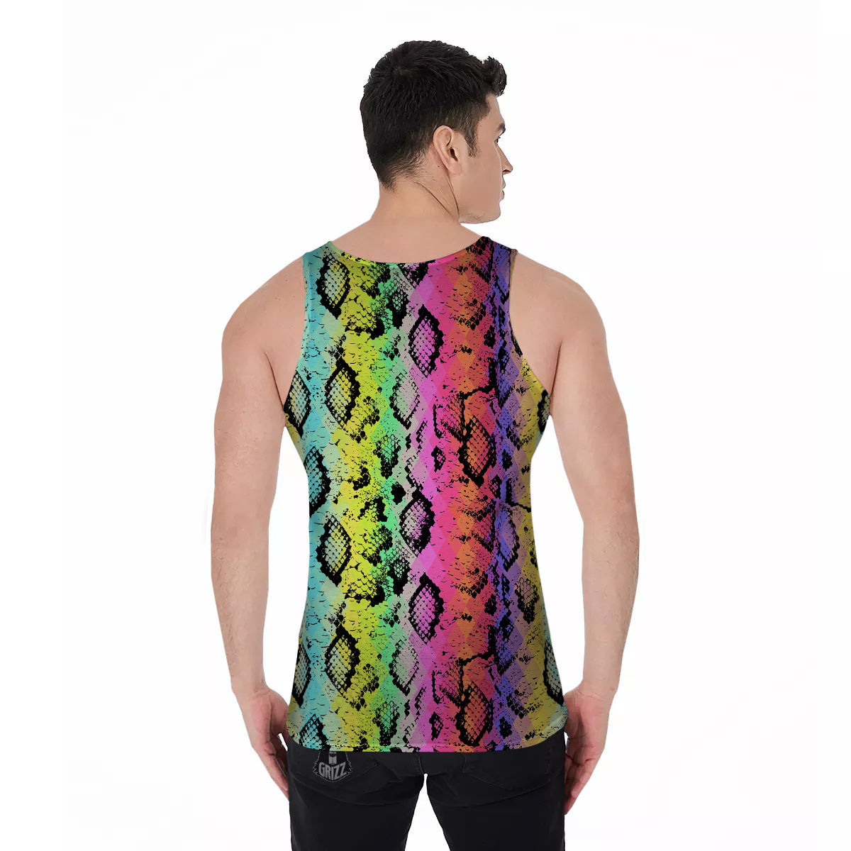 Snake Skin Psychedelic Print Men's Tank Top-grizzshop