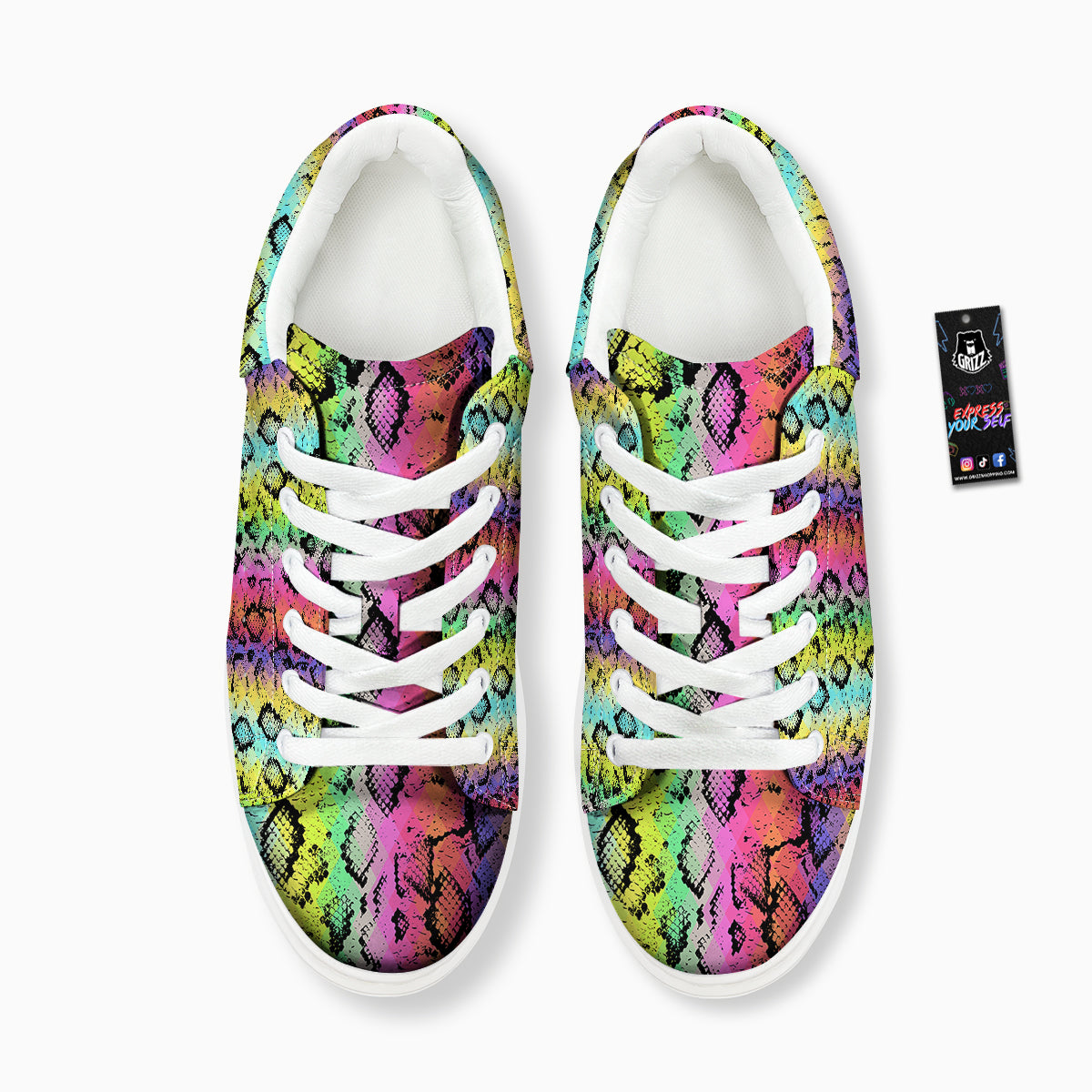 Snake Skin Psychedelic Print Platform Shoes-grizzshop