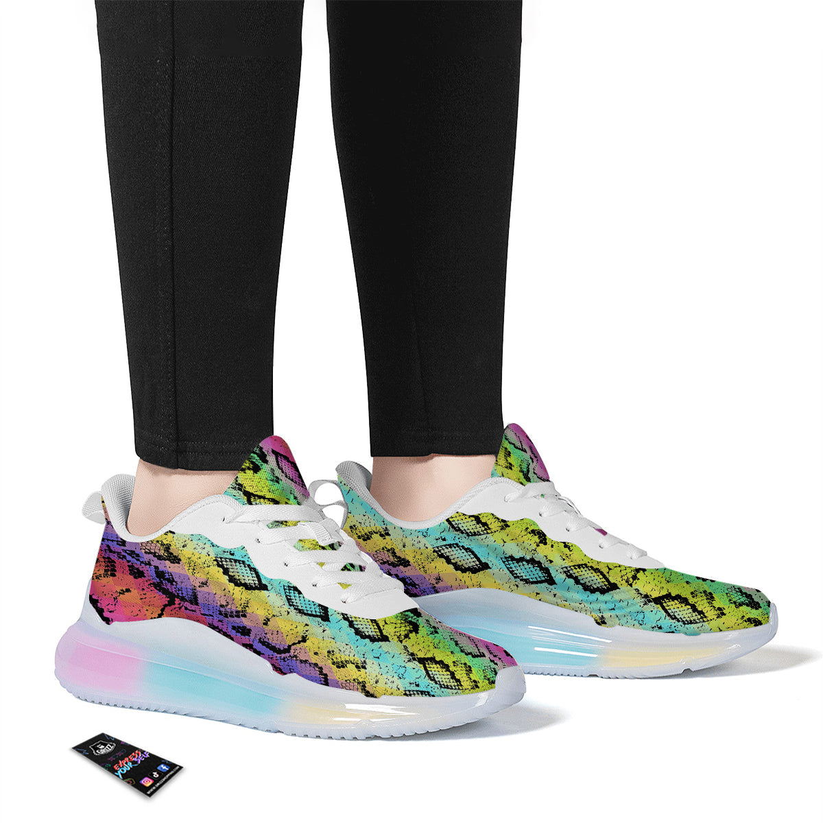 Snake Skin Psychedelic Print Running Sneakers-grizzshop
