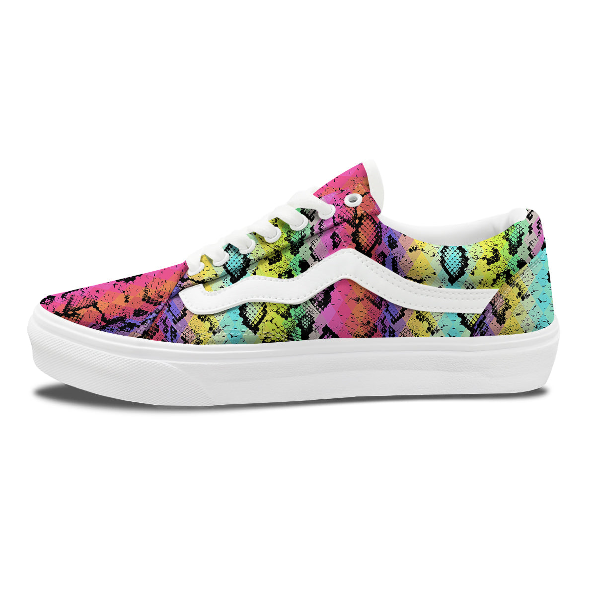 Snake Skin Psychedelic Print Skate Shoes-grizzshop
