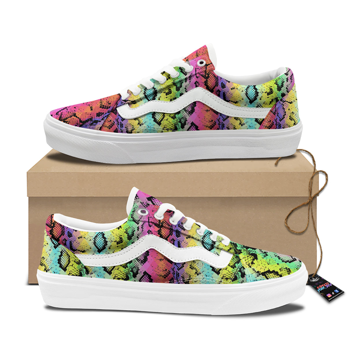 Snake Skin Psychedelic Print Skate Shoes-grizzshop