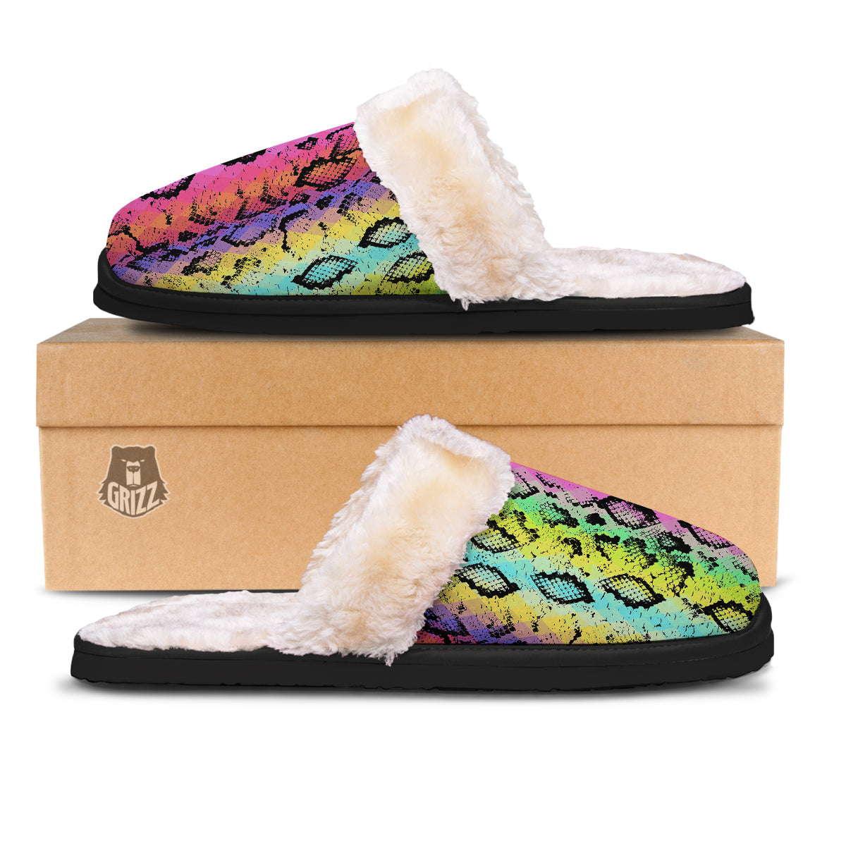 Snake Skin Psychedelic Print Slippers-grizzshop