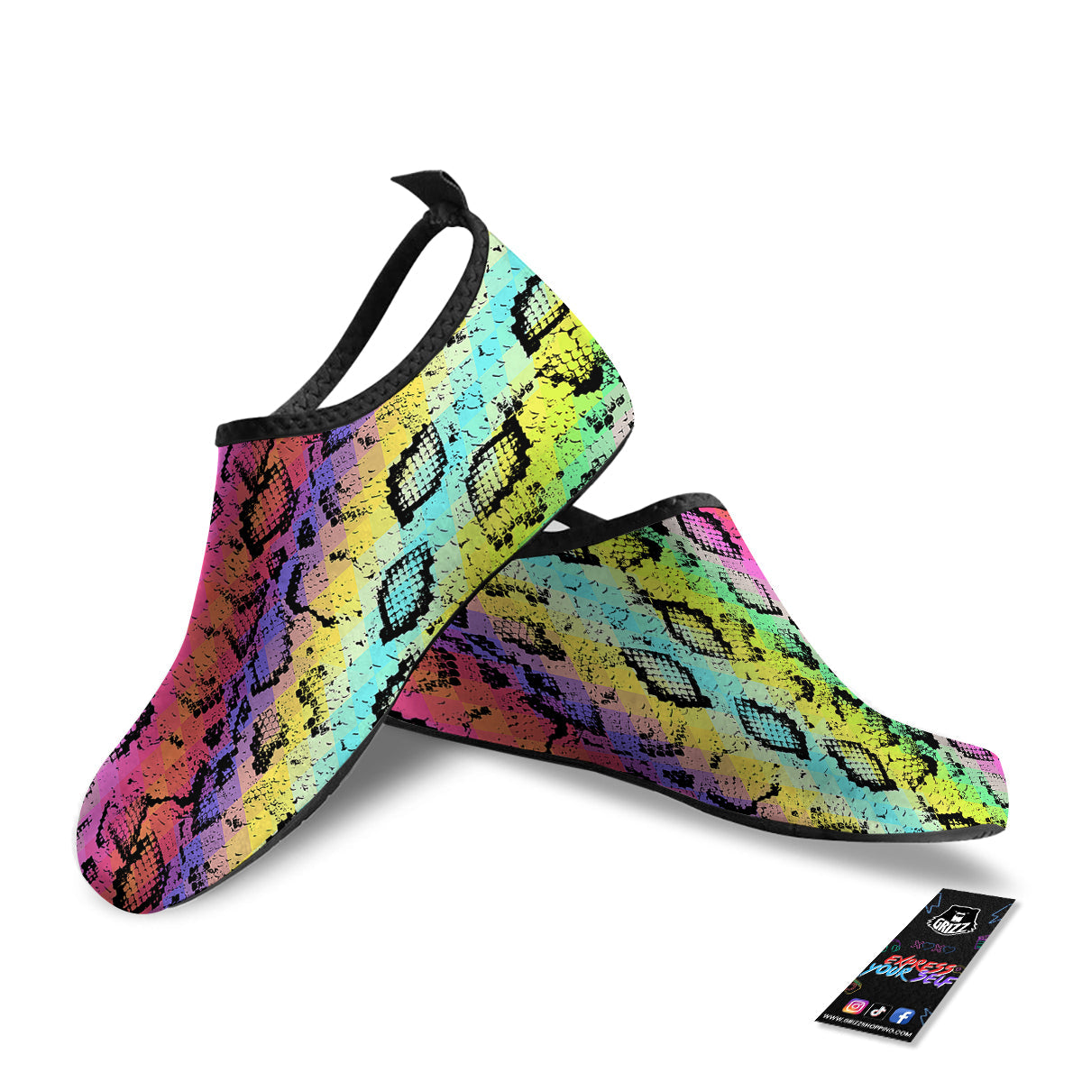 Snake Skin Psychedelic Print Water Shoes-grizzshop