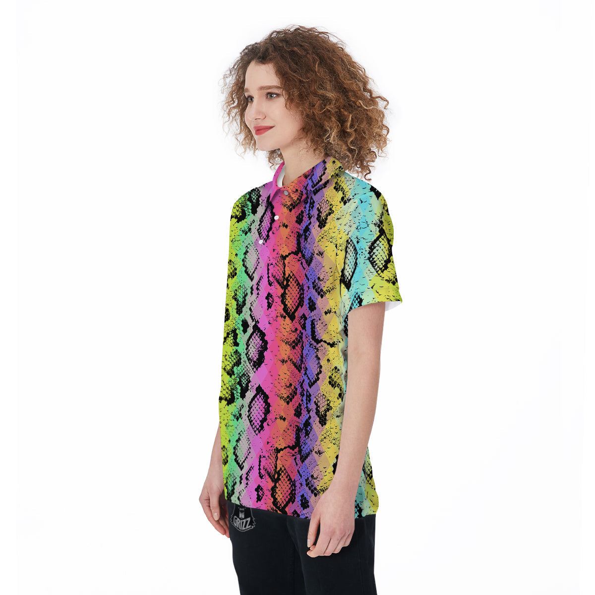 Snake Skin Psychedelic Print Women's Golf Shirts-grizzshop