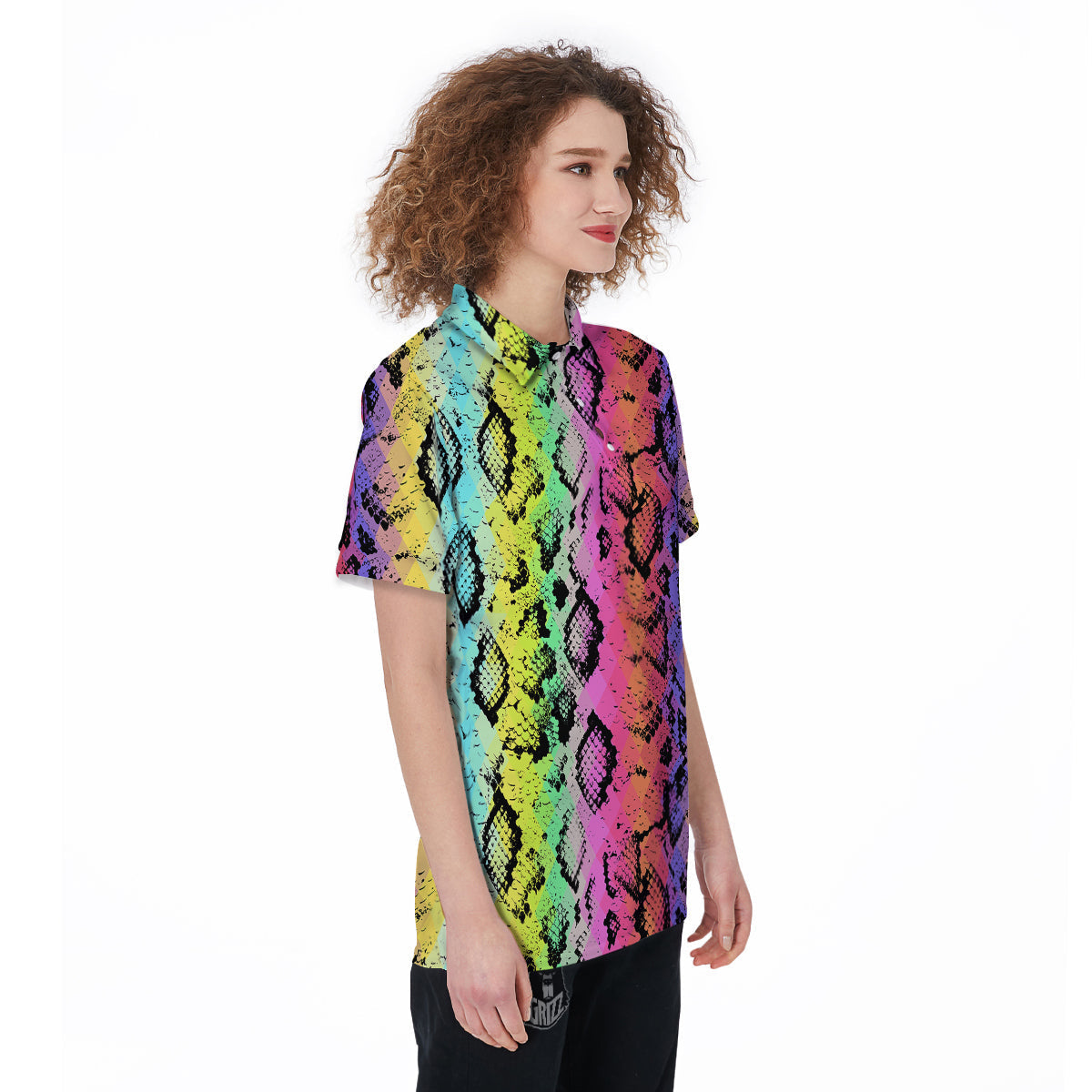 Snake Skin Psychedelic Print Women's Golf Shirts-grizzshop