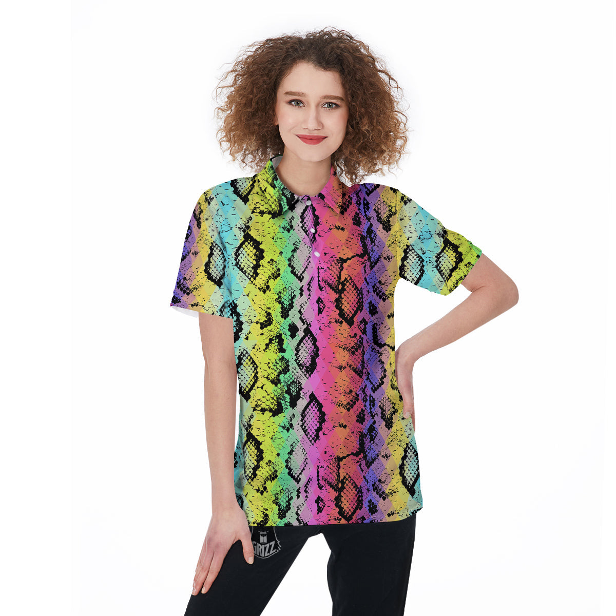 Snake Skin Psychedelic Print Women's Golf Shirts-grizzshop