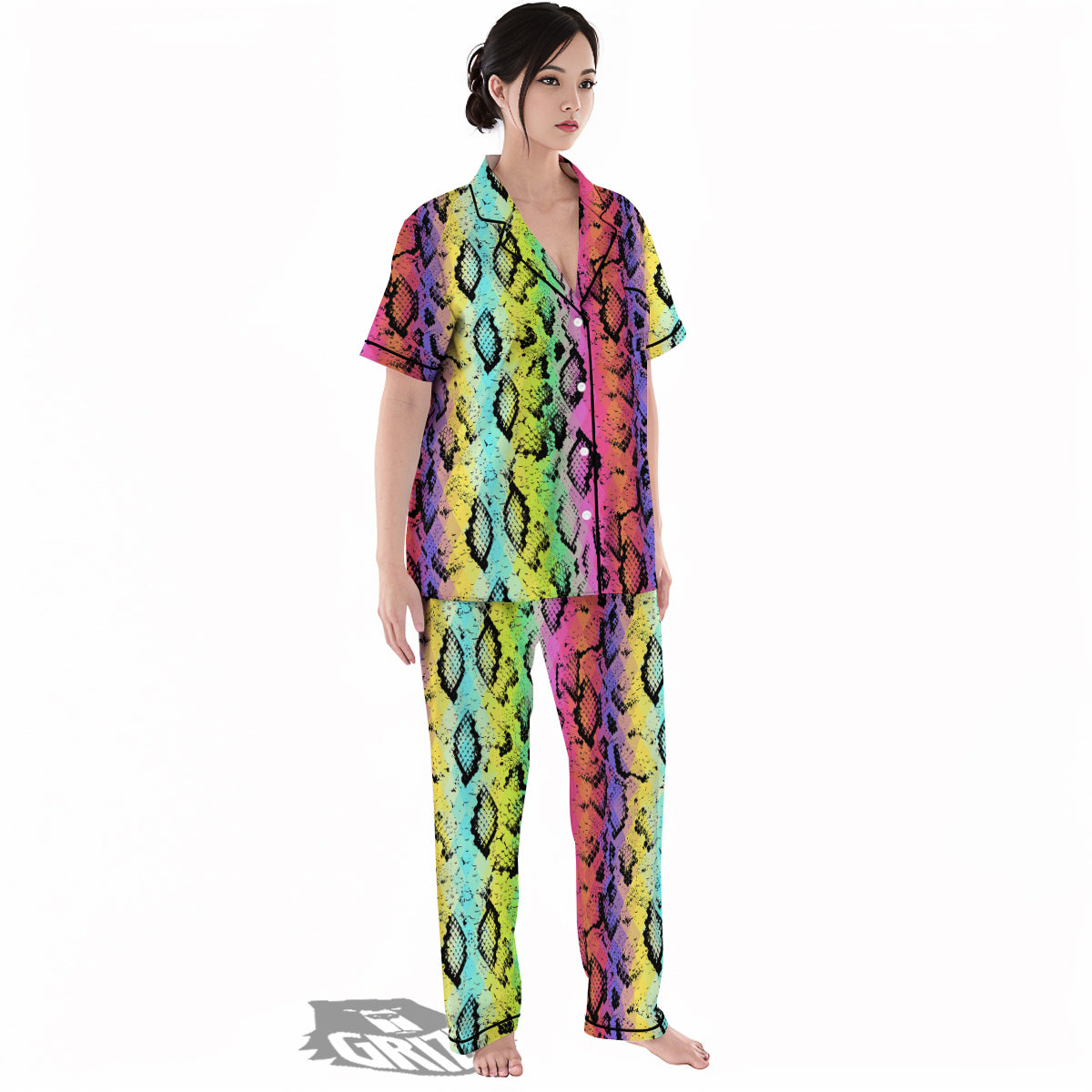 Snake Skin Psychedelic Print Women's Pajamas Set-grizzshop