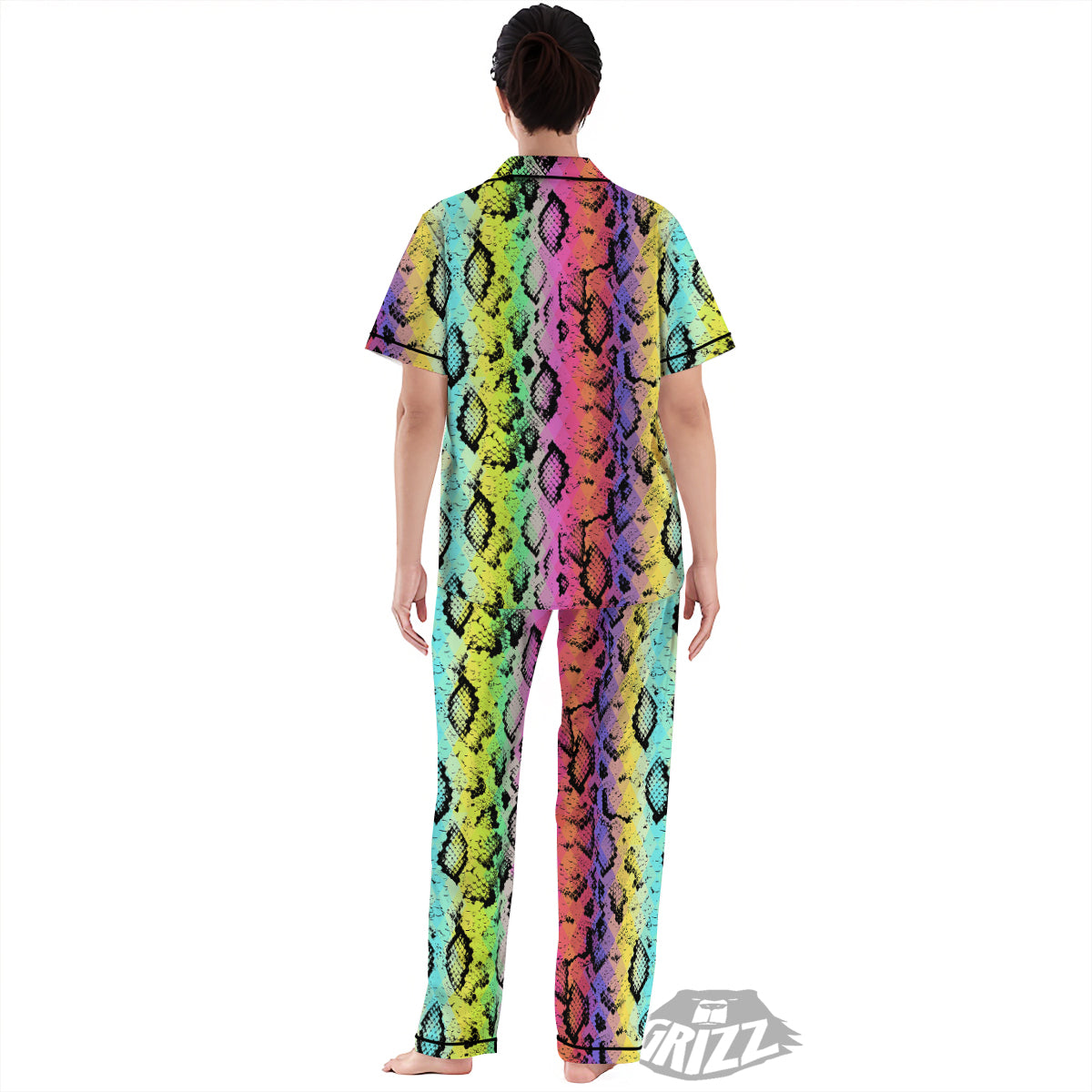 Snake Skin Psychedelic Print Women's Pajamas Set-grizzshop