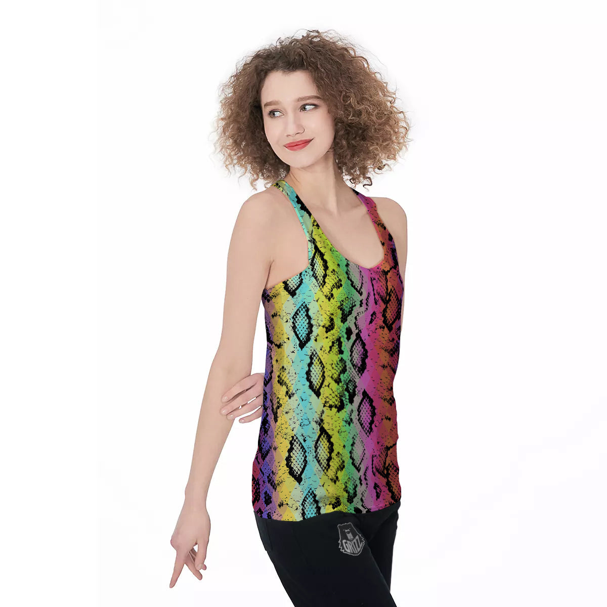 Snake Skin Psychedelic Print Women's Racerback Tank Top-grizzshop