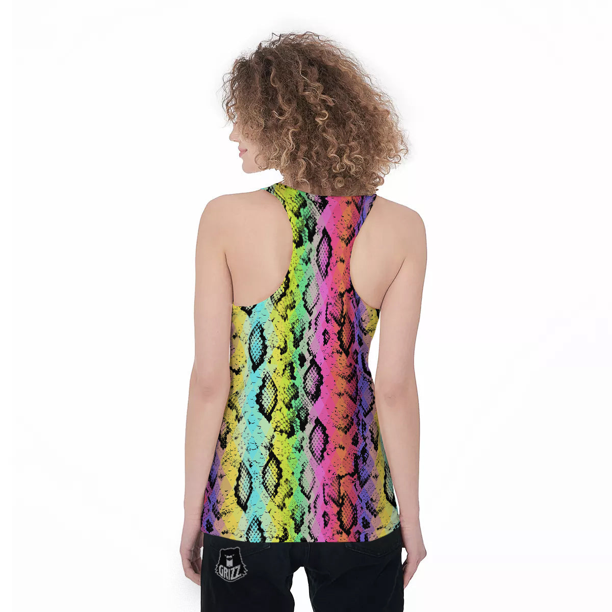 Snake Skin Psychedelic Print Women's Racerback Tank Top-grizzshop