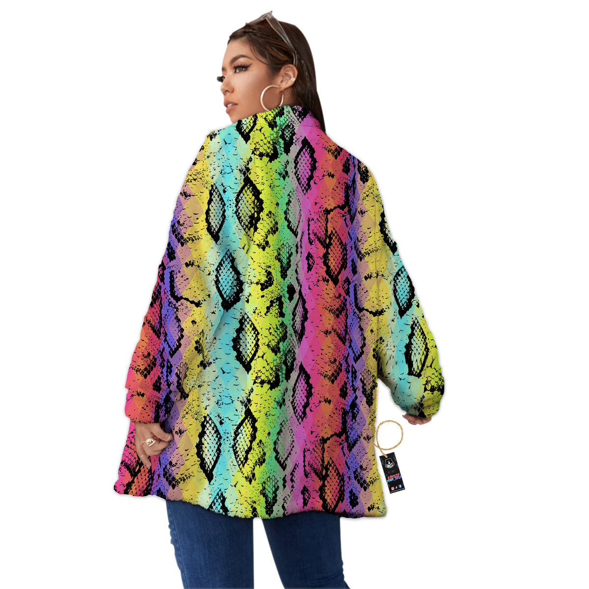 Snake Skin Psychedelic Print Women's Sherpa Jacket-grizzshop