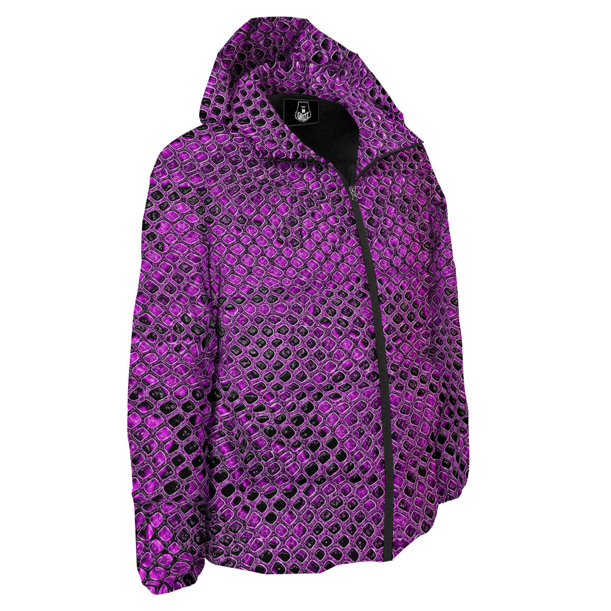 Snake Skin Purple Print Down Jacket-grizzshop