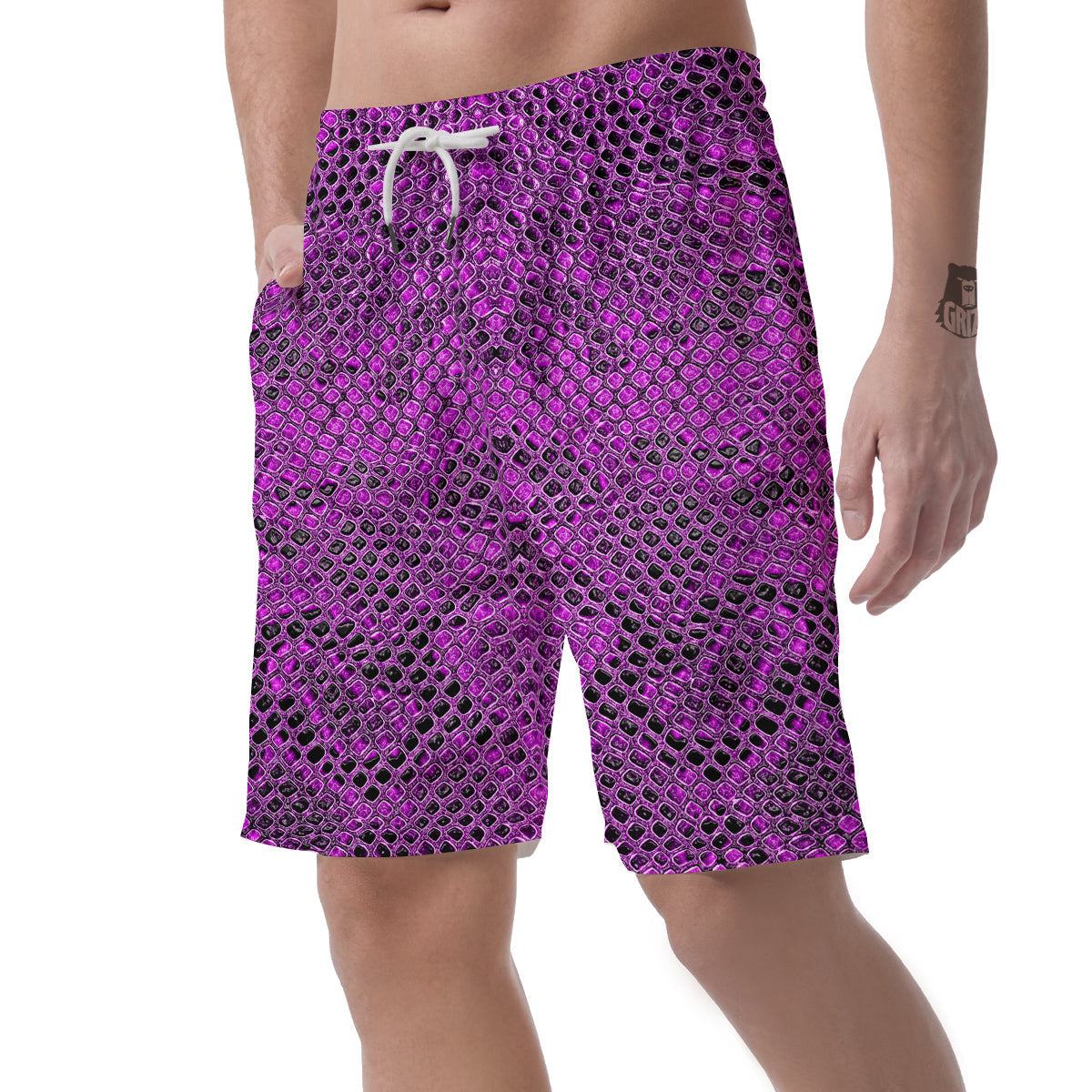 Snake Skin Purple Print Men's Shorts-grizzshop