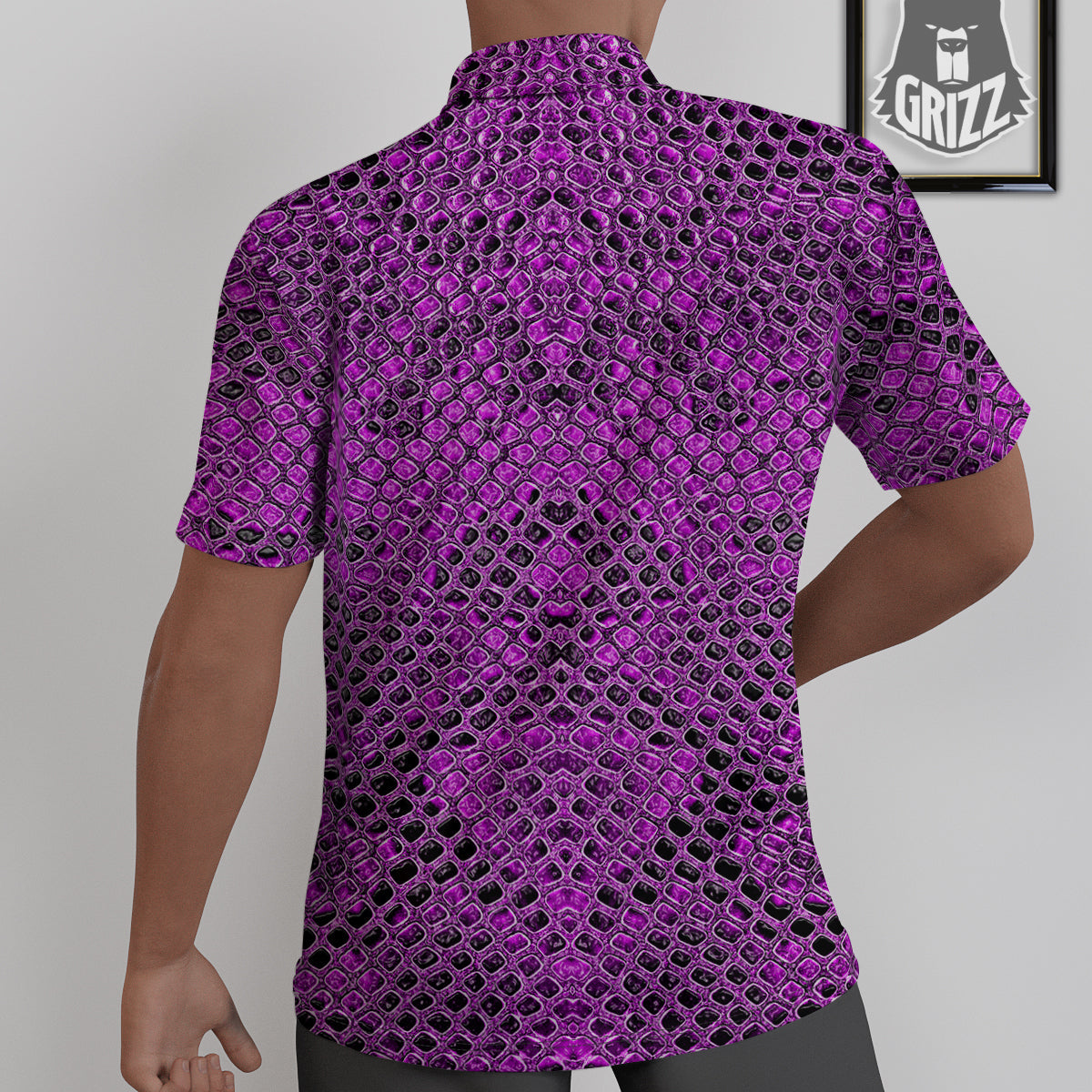 Snake Skin Purple Print Untucked Shirts-grizzshop