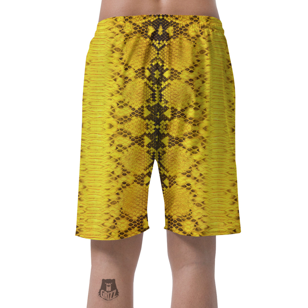Snake Skin Yellow Print Men's Shorts-grizzshop