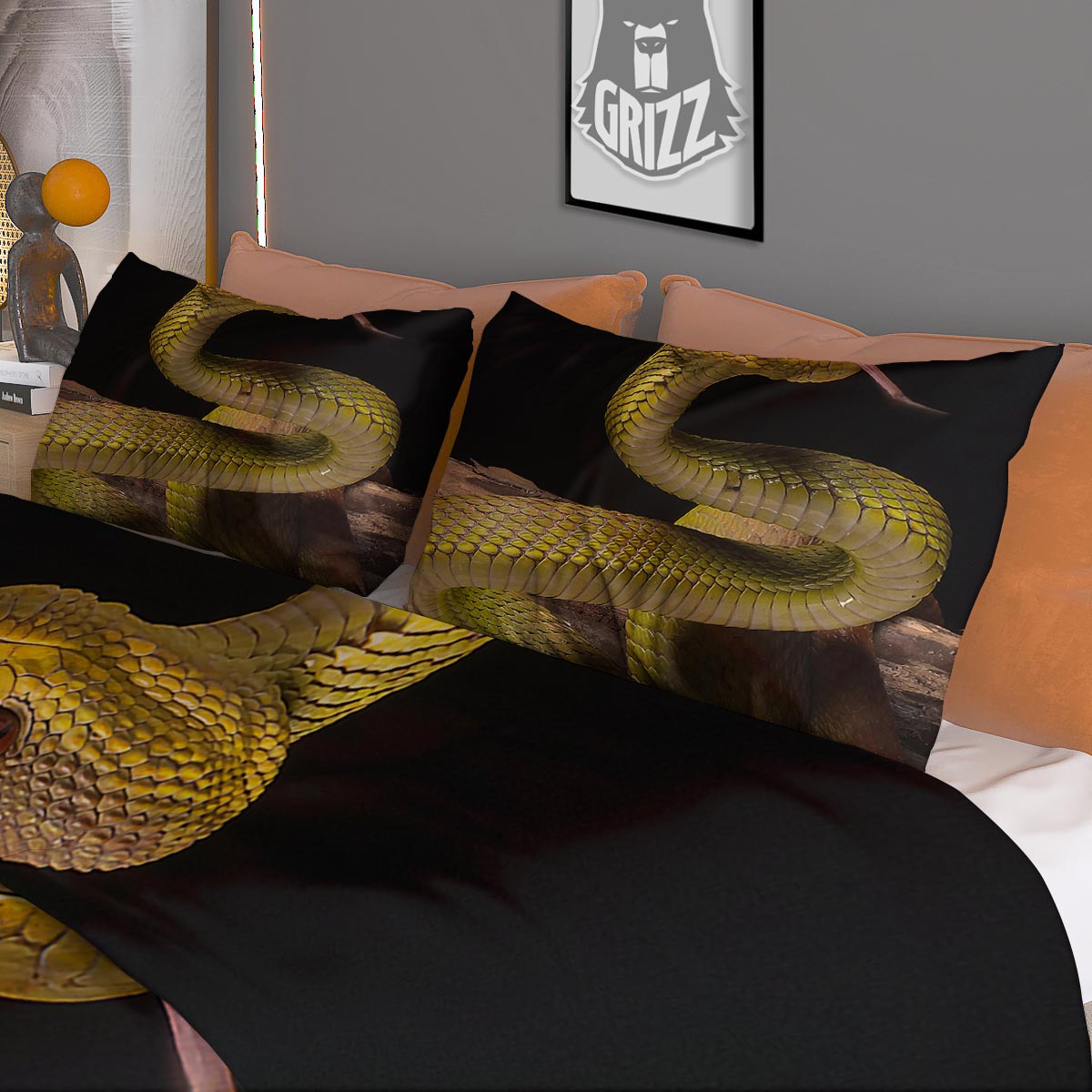 Snake Trimeresurus Albolabris Print Duvet Cover Bedding Set