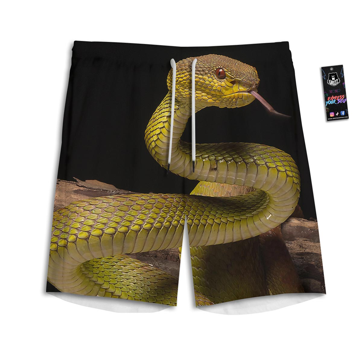 Snake Trimeresurus Albolabris Print Men's Athletic Shorts