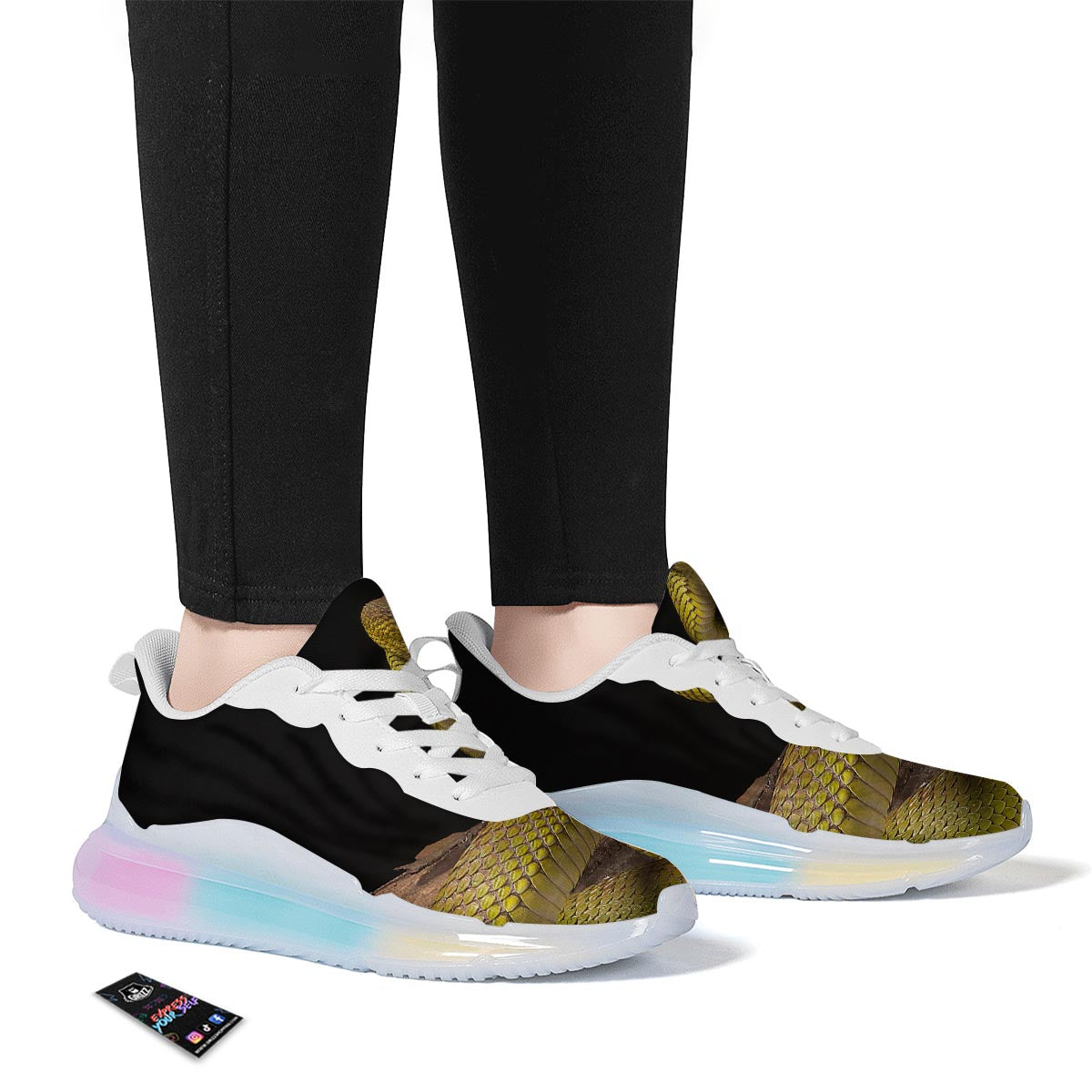 Snake Trimeresurus Albolabris Print Running Sneakers-grizzshop