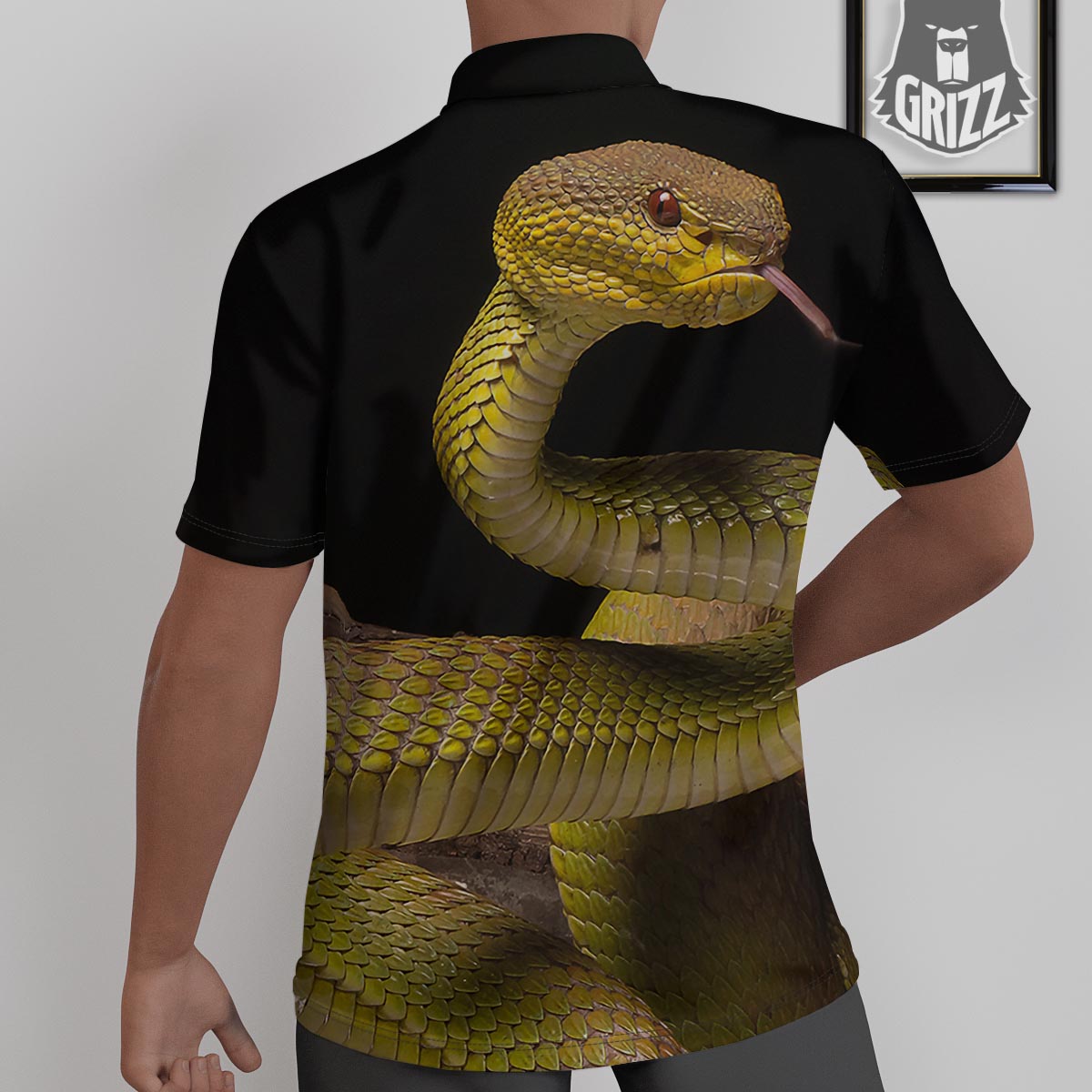 Snake Trimeresurus Albolabris Print Untucked Shirts-grizzshop