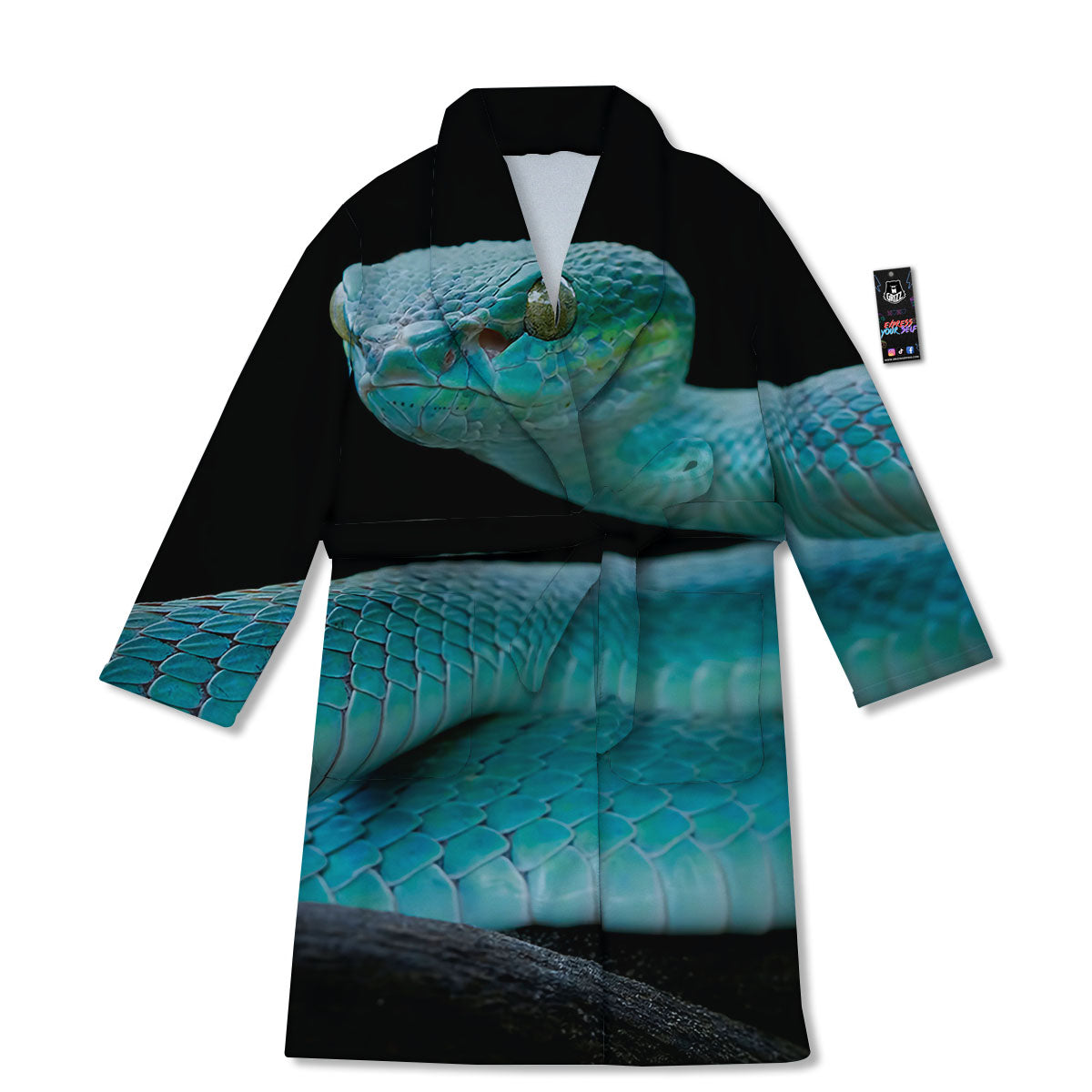 Snake Turquoise Print Bathrobe-grizzshop