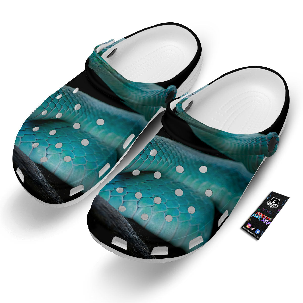 Snake Turquoise Print Clog-grizzshop