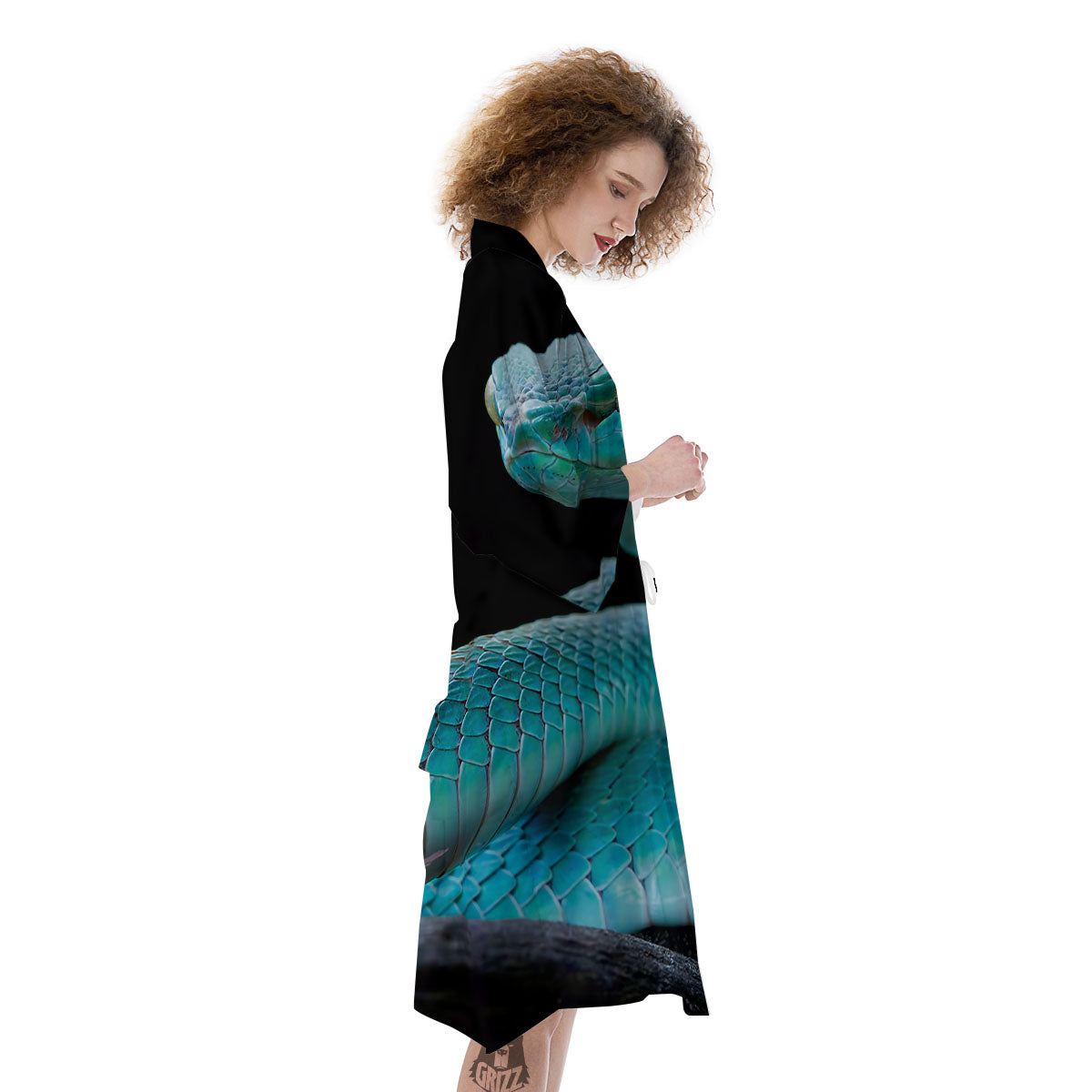Snake Turquoise Print Kimono-grizzshop