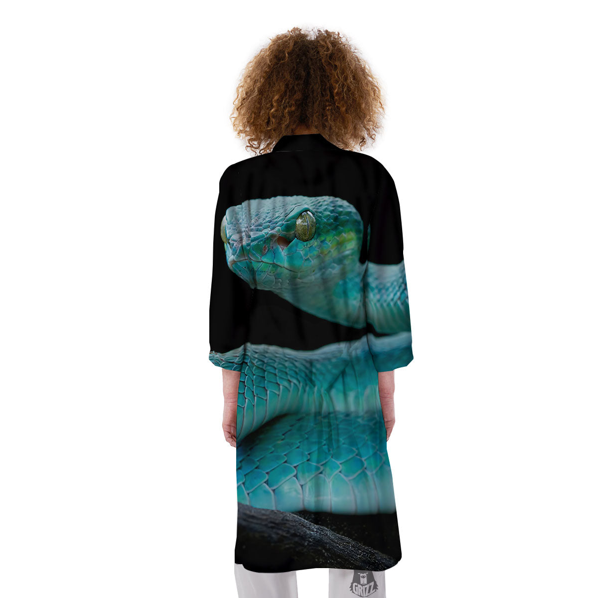 Snake Turquoise Print Kimono-grizzshop