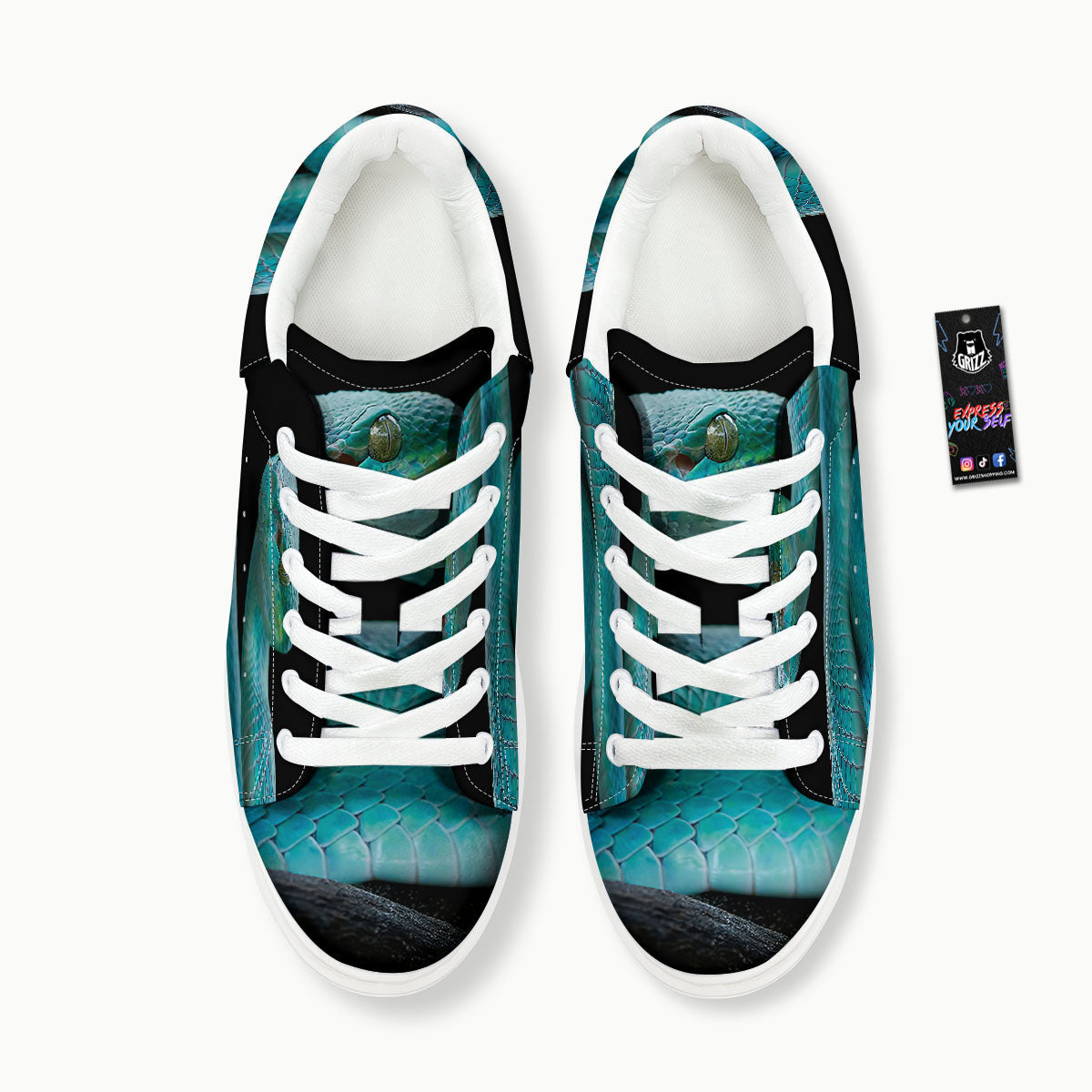 Snake Turquoise Print Platform Shoes-grizzshop