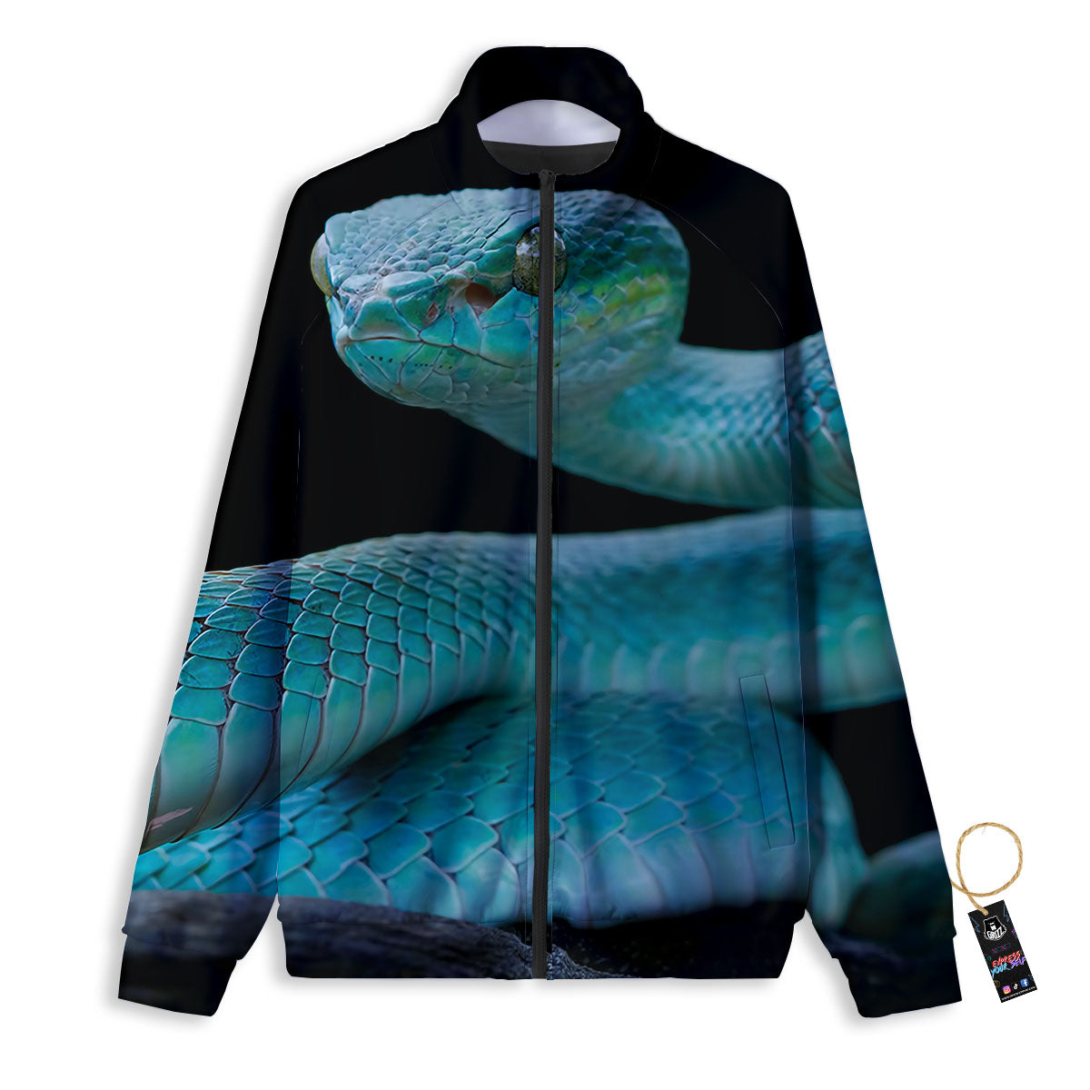 Snake Turquoise Print Track Jacket-grizzshop