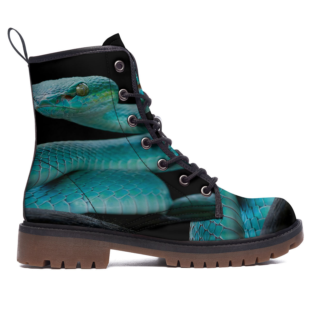 Snake Turquoise Print Work Boots-grizzshop