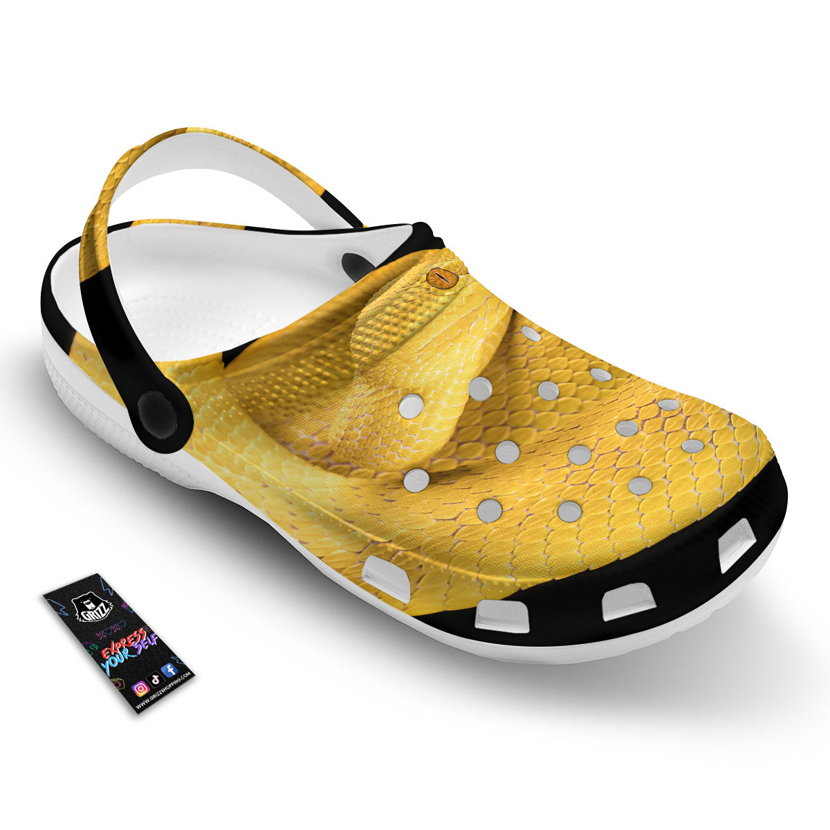 Snake Yellow Print Clog-grizzshop