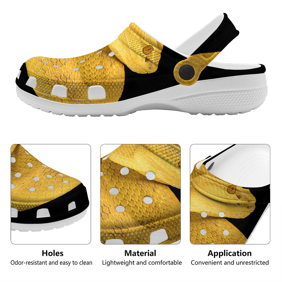Snake Yellow Print Clog-grizzshop