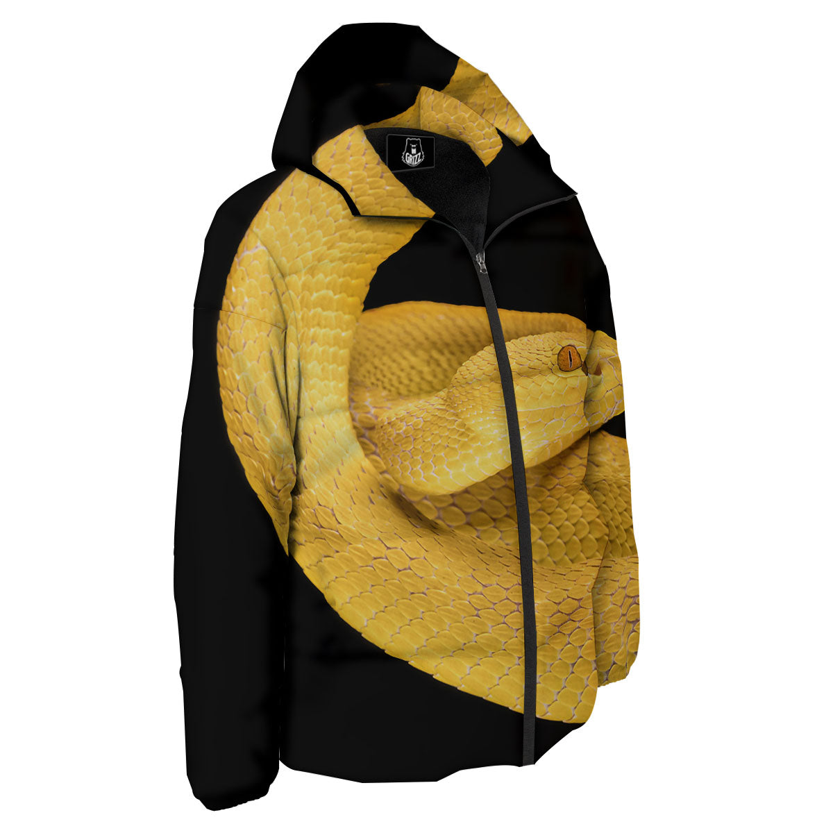 Snake Yellow Print Down Jacket-grizzshop