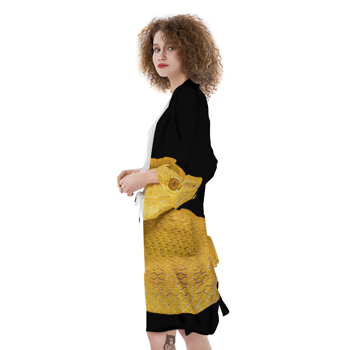 Snake Yellow Print Kimono-grizzshop
