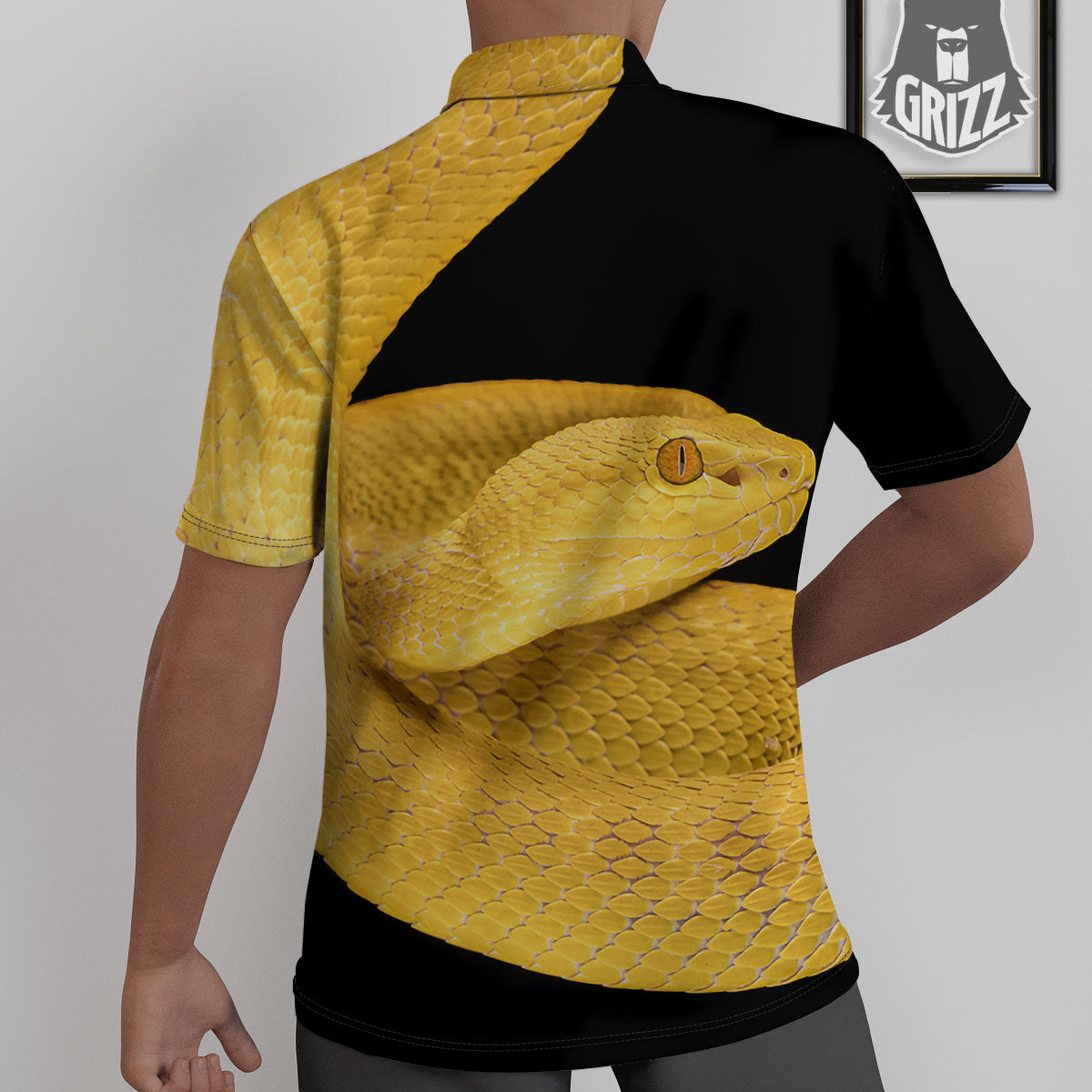 Snake Yellow Print Untucked Shirts-grizzshop