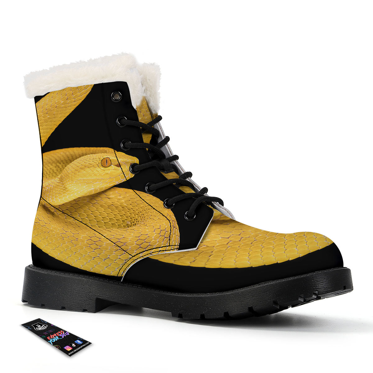 Snake Yellow Print Winter Boots-grizzshop